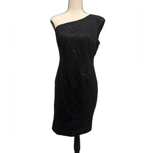 Adrianna Papell Black One-Shoulder Dress